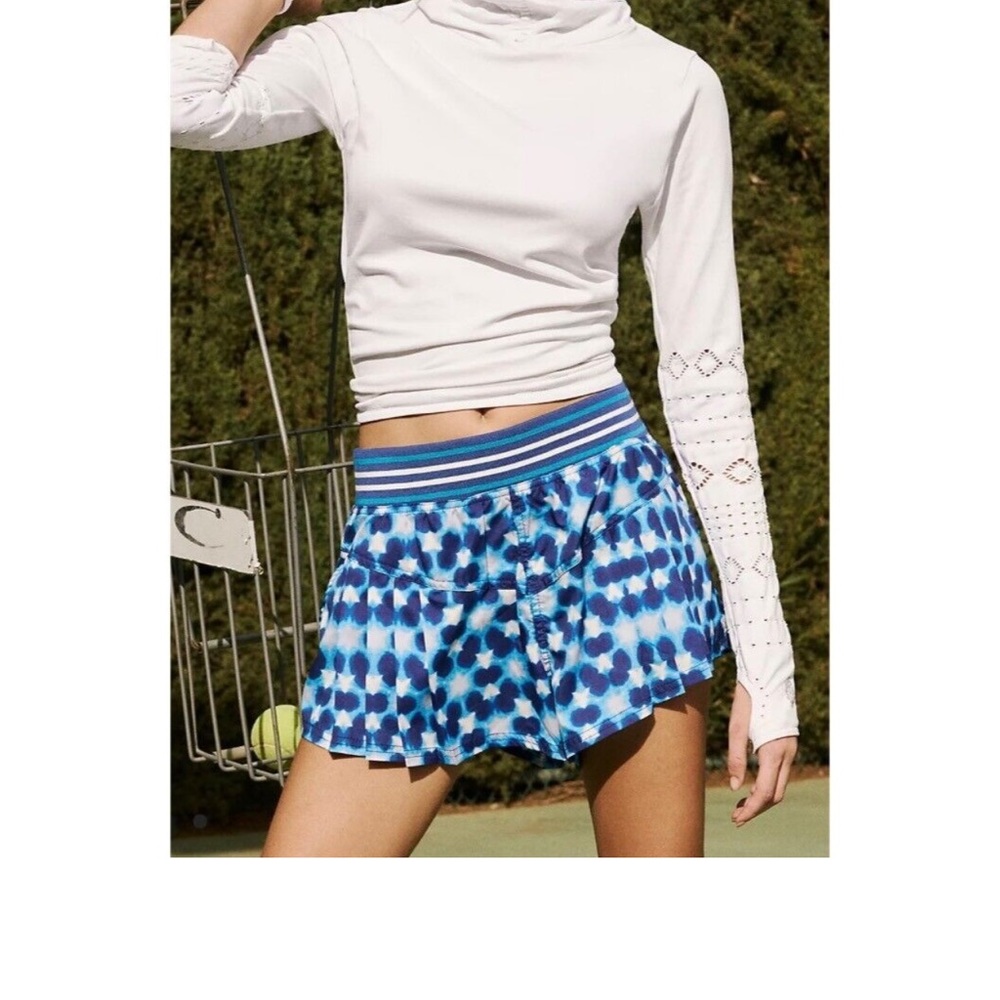 Free People Movement Top Seed Printed Shorts Blue